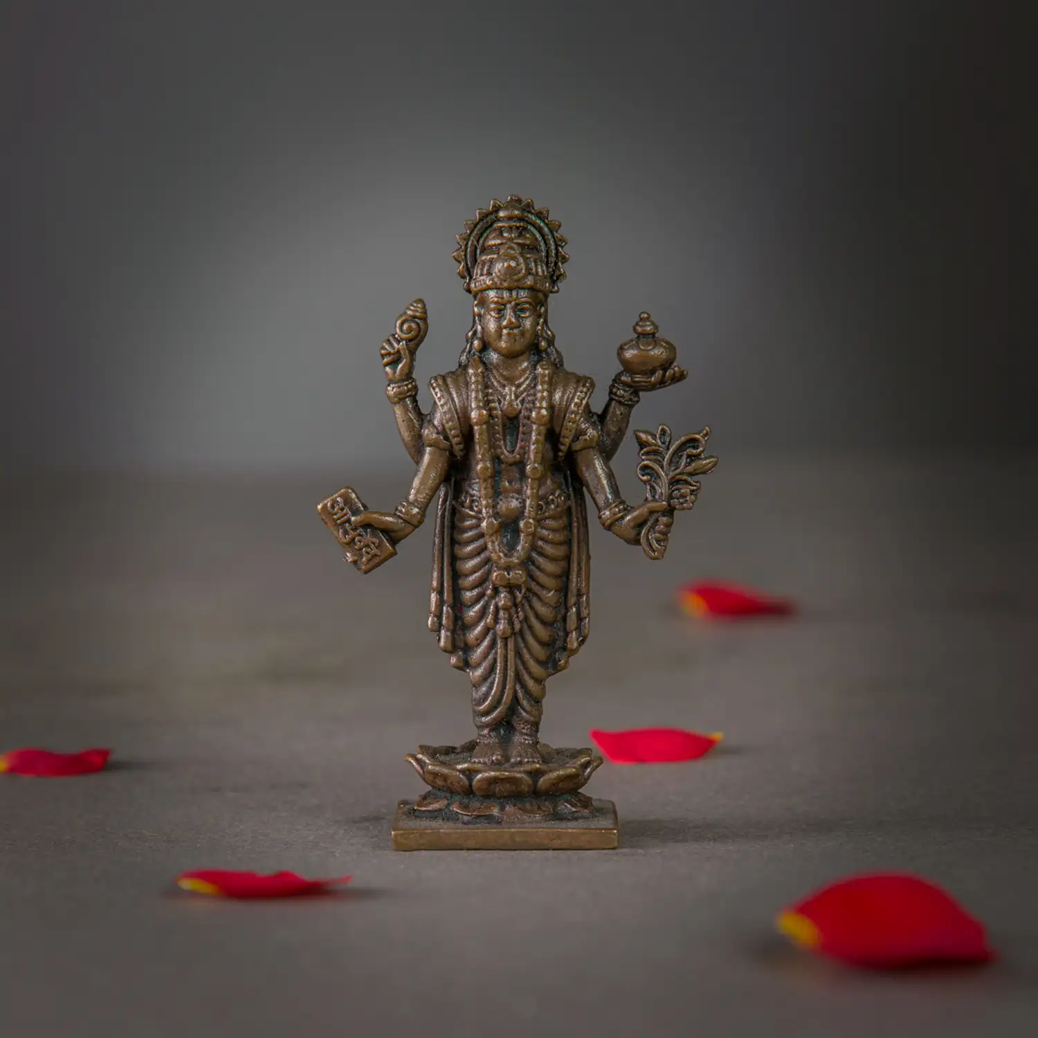 3 inches standing copper Dhanvantri - image 1