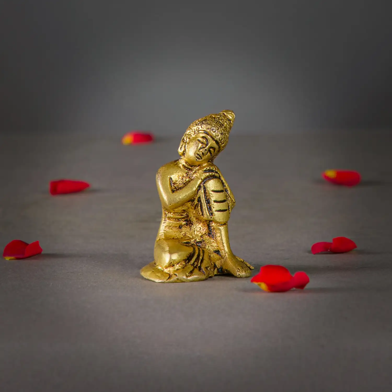 2 inches Mini Brass Resting Buddha Idol - image 1