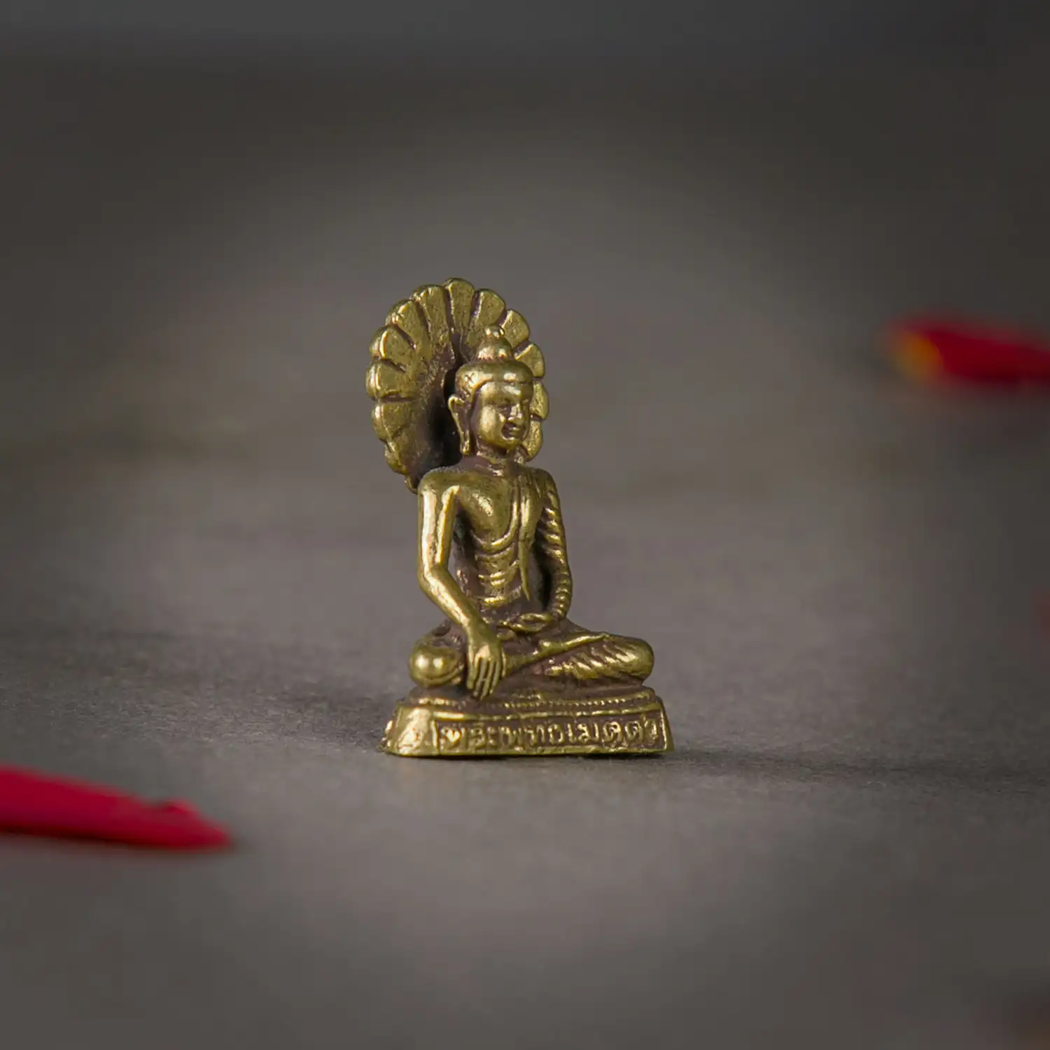 1 inch Brass lord Budha with Halo idol - secondary