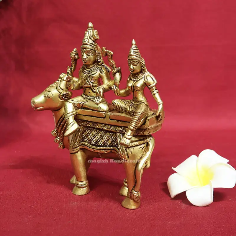 6 inches Brass Shivan Parvathi Nandhi Pradhosha Nayagar - secondary