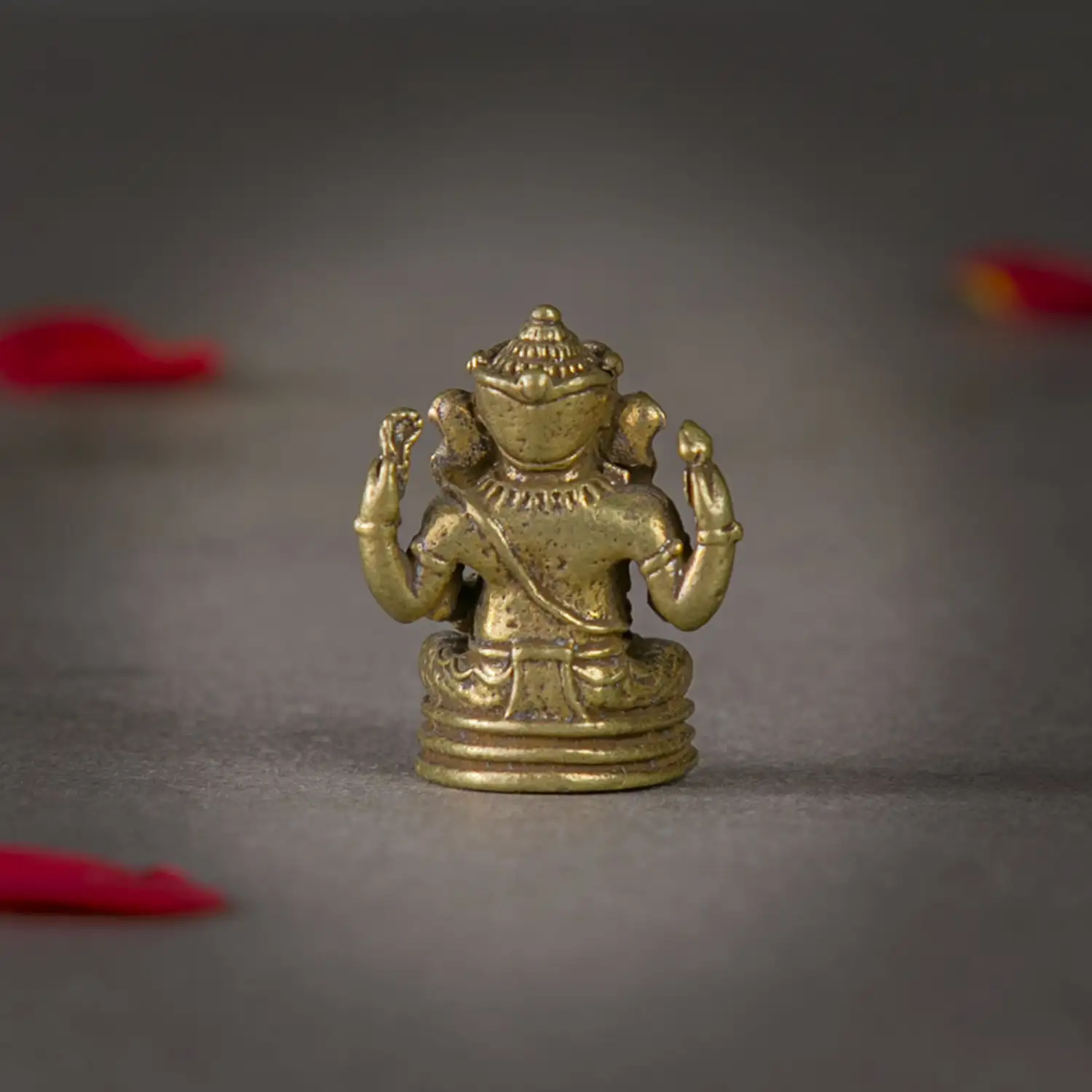 1 inch Mini Brass Sitting Ganesha idol - image 3