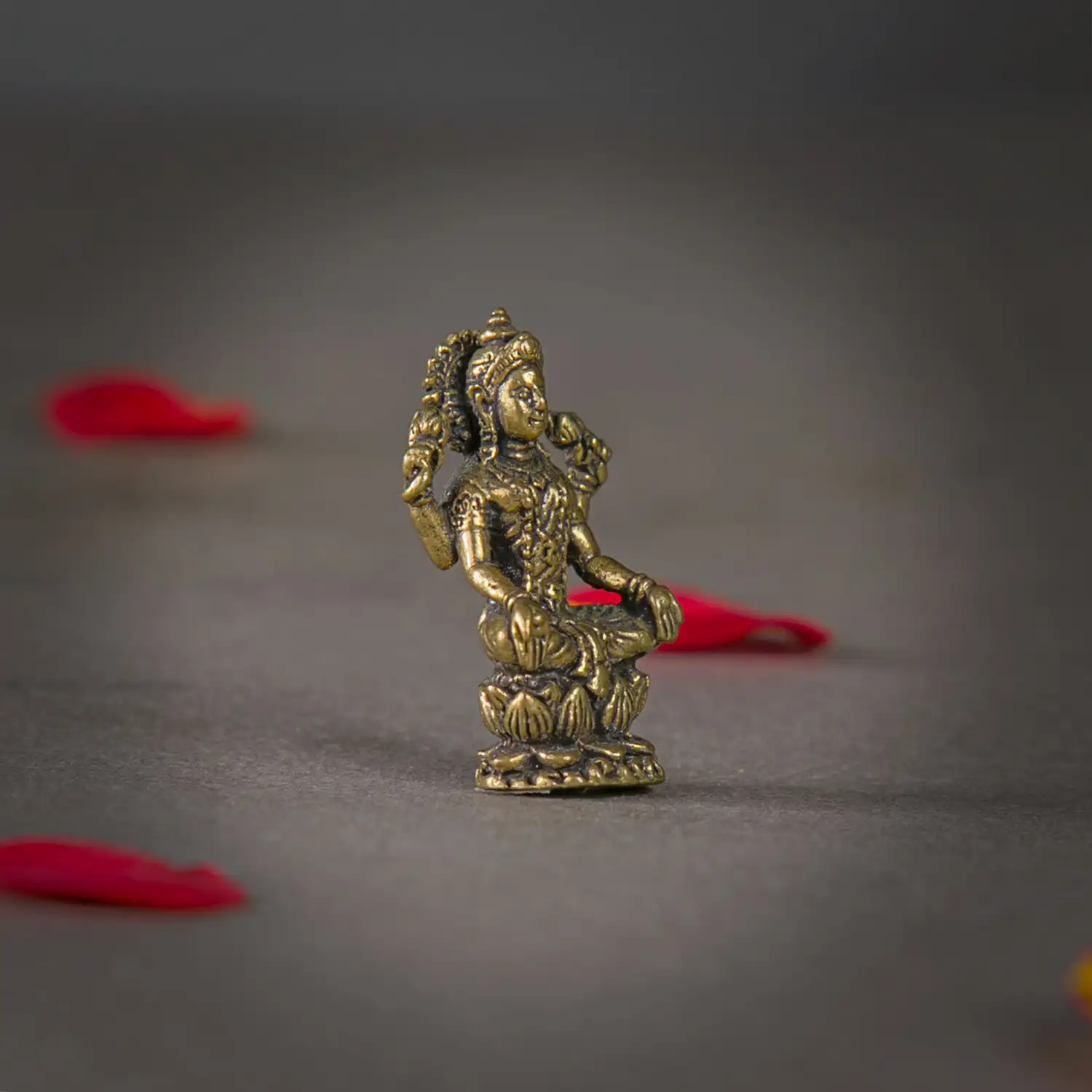 1 inch Brass Kamal sitting Laxmi idol - image 2