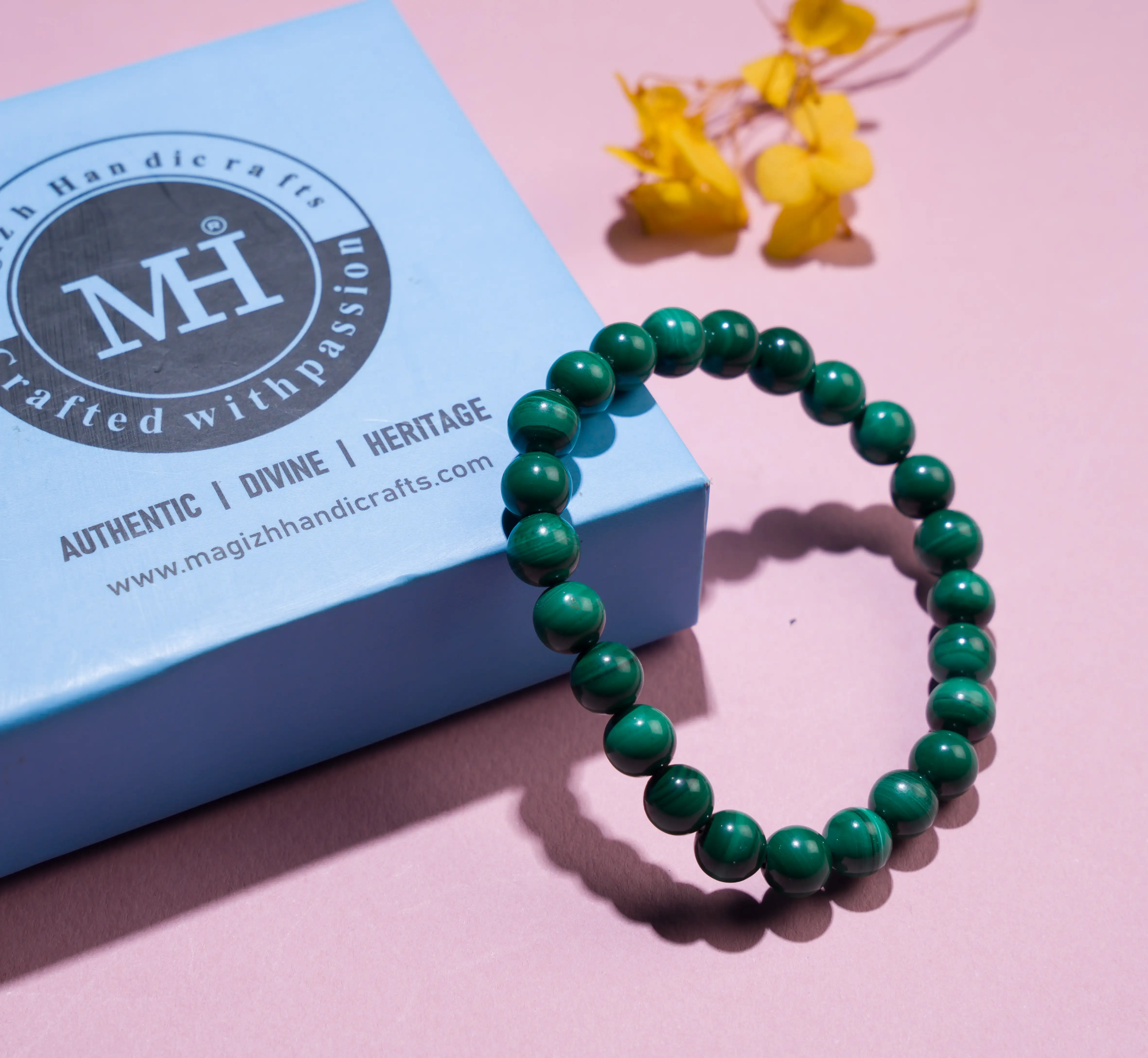 8mm Malachite Crystal Stone Bracelet - image 3