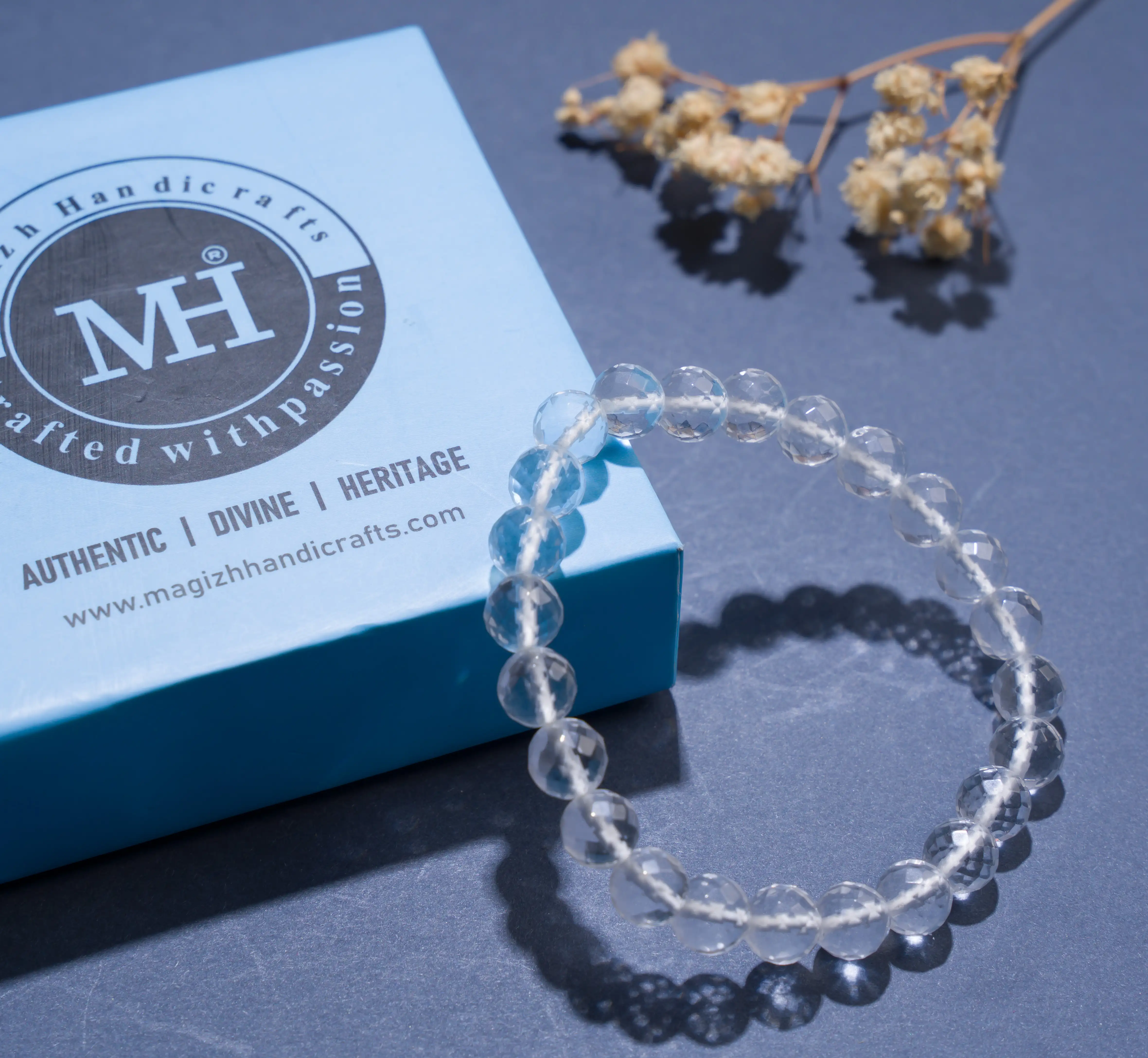 8mm Diamond cut Clear crystal Bracelet - image 3