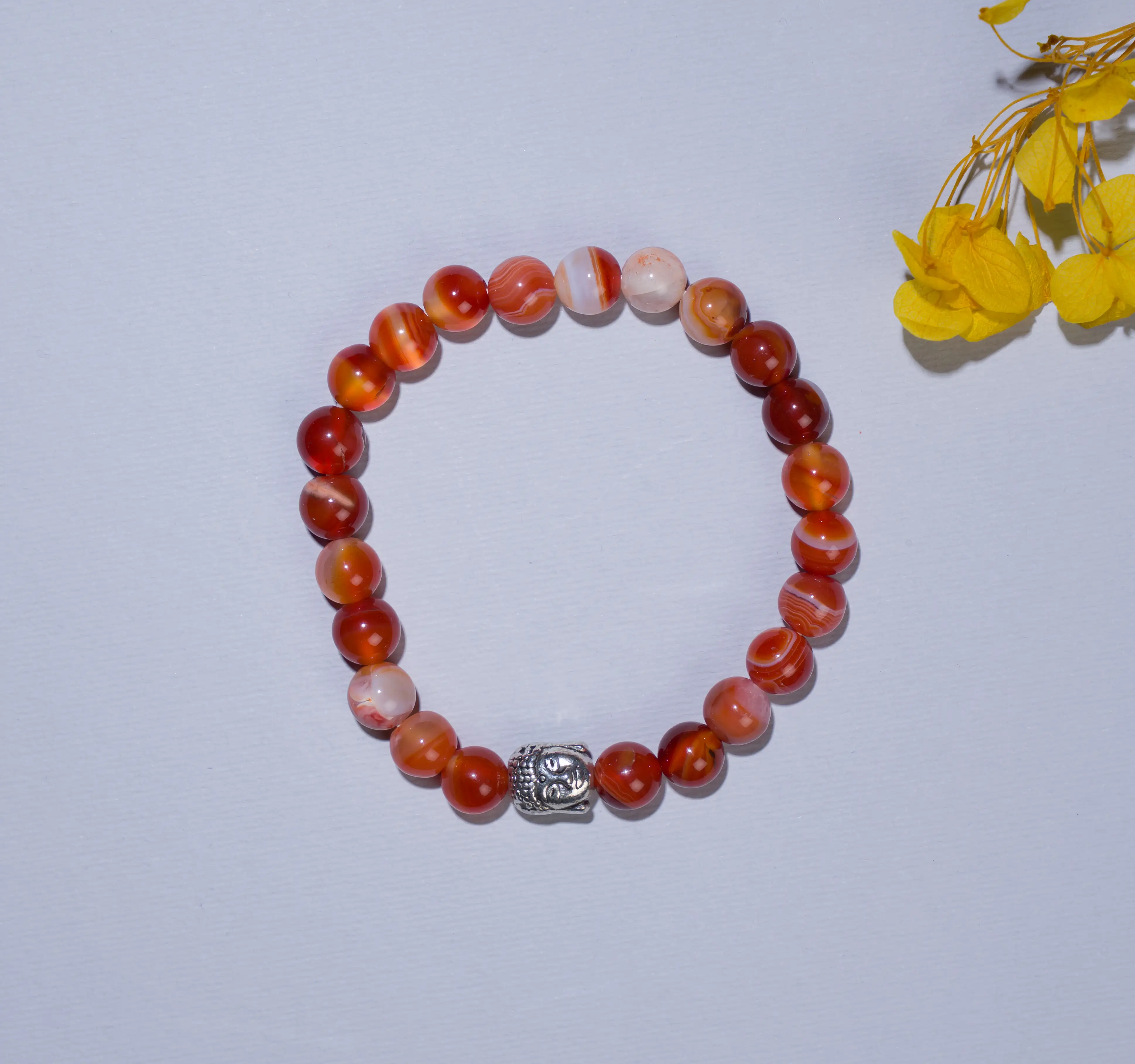 8mm Carnelian Crystal bracelet with buddha - secondary