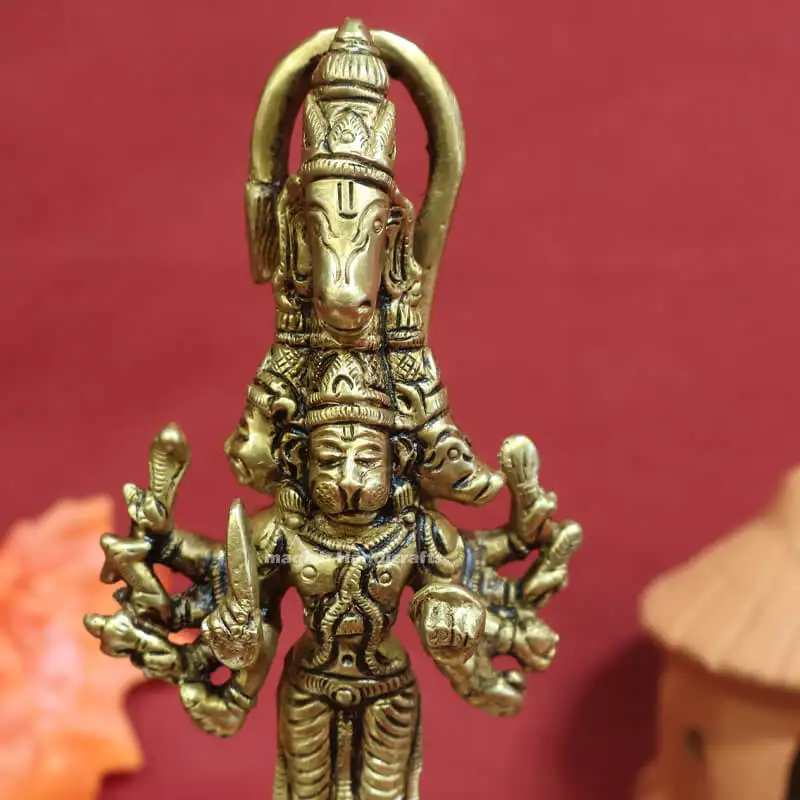 5.5 inches Brass 5 face Hanuman idol SC - secondary