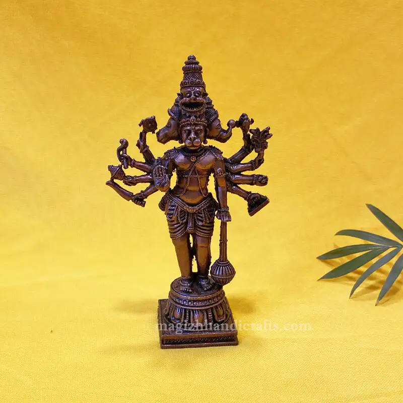 4.5 inches Copper Panchamukhi Hanuman idol
