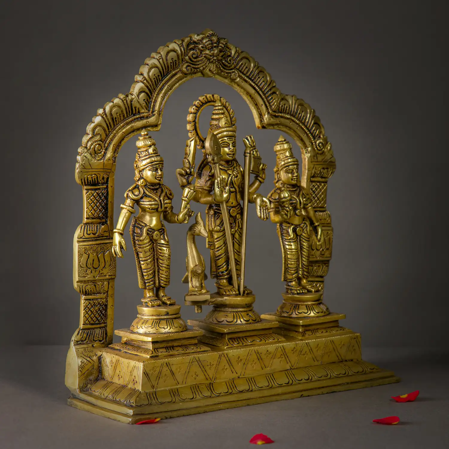 12 inches brass Lord Murugan Valli Deivanai idol with thiruvachi - image 3