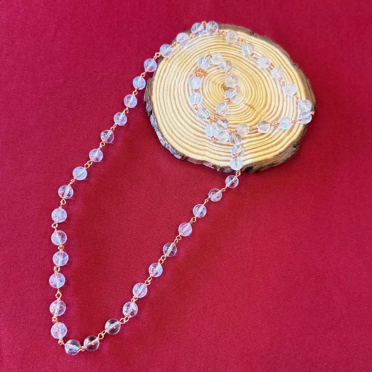 Copper Wire Spadigam Mala 54 Beads 8mm – Sphatik Crystal - secondary