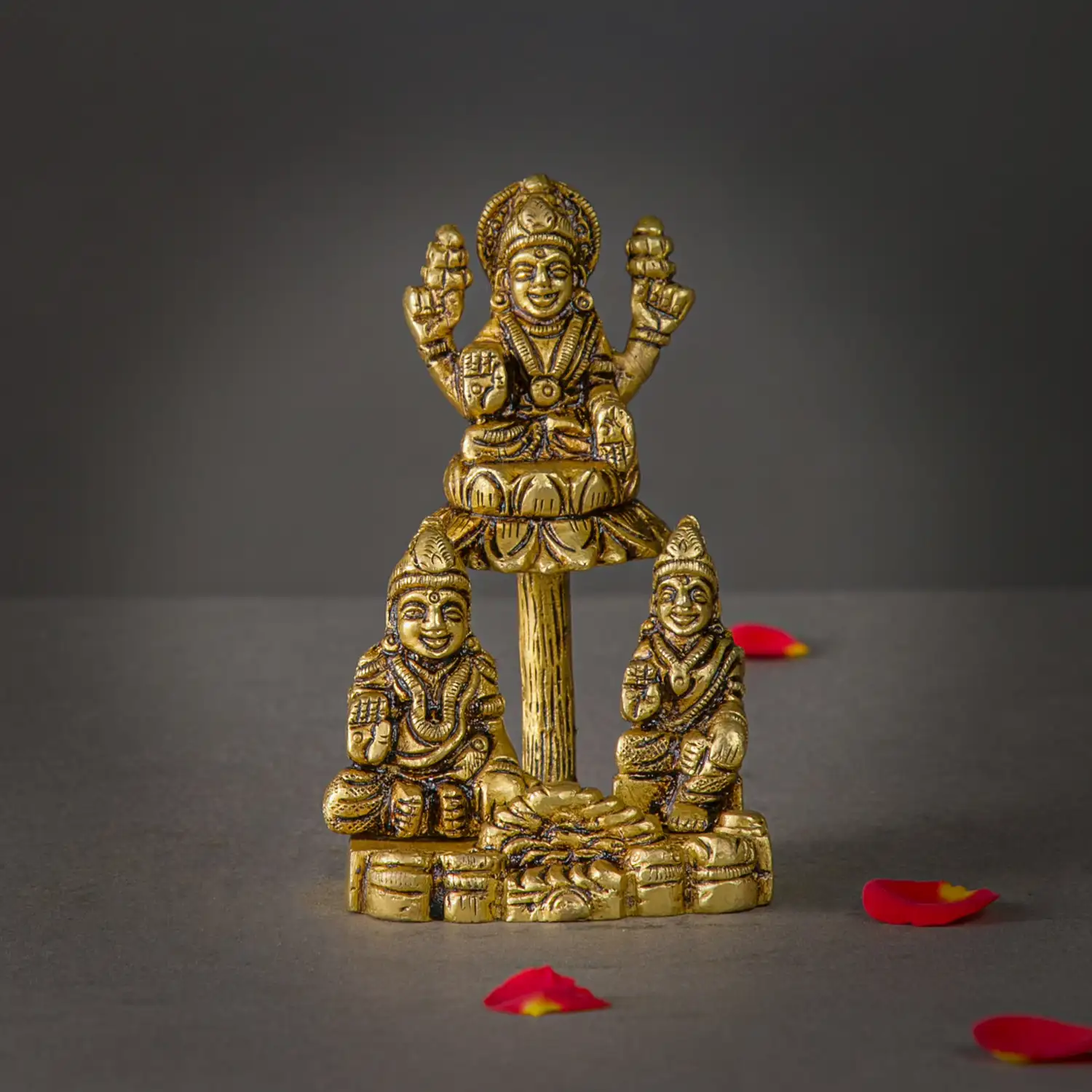 4 inches Brass Kubera Lakshmi and Chithirini Devi Idol
