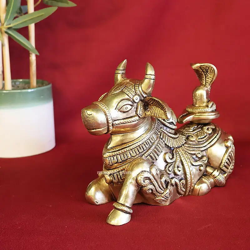 6x8 inches Brass Nandhi with Lingam SC - secondary