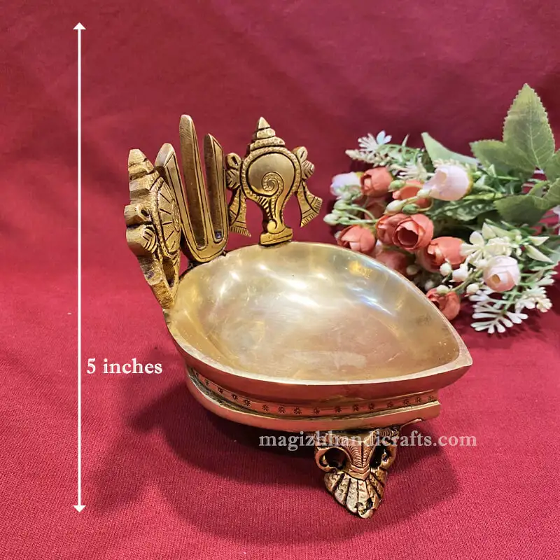 Small Brass Sangu Chakra Namam lamp - SC - secondary