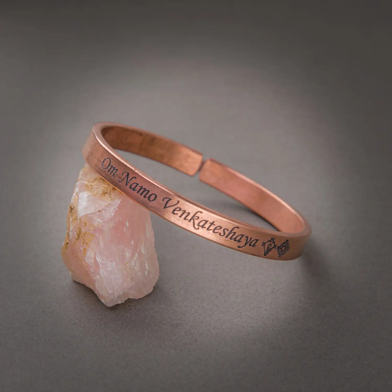 Om Namo Venkateshaya Pure Copper Bracelet - 8mm