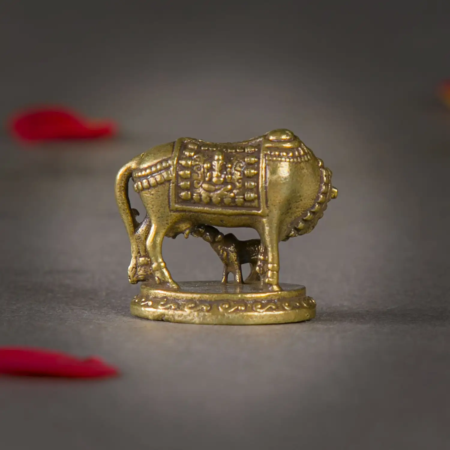 1 inch Brass mini cow and calf idol - image 2