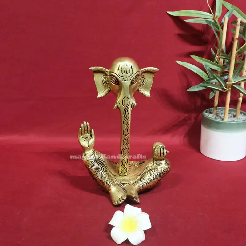 9.5 Inches Brass Straight Modern Ganesha idol