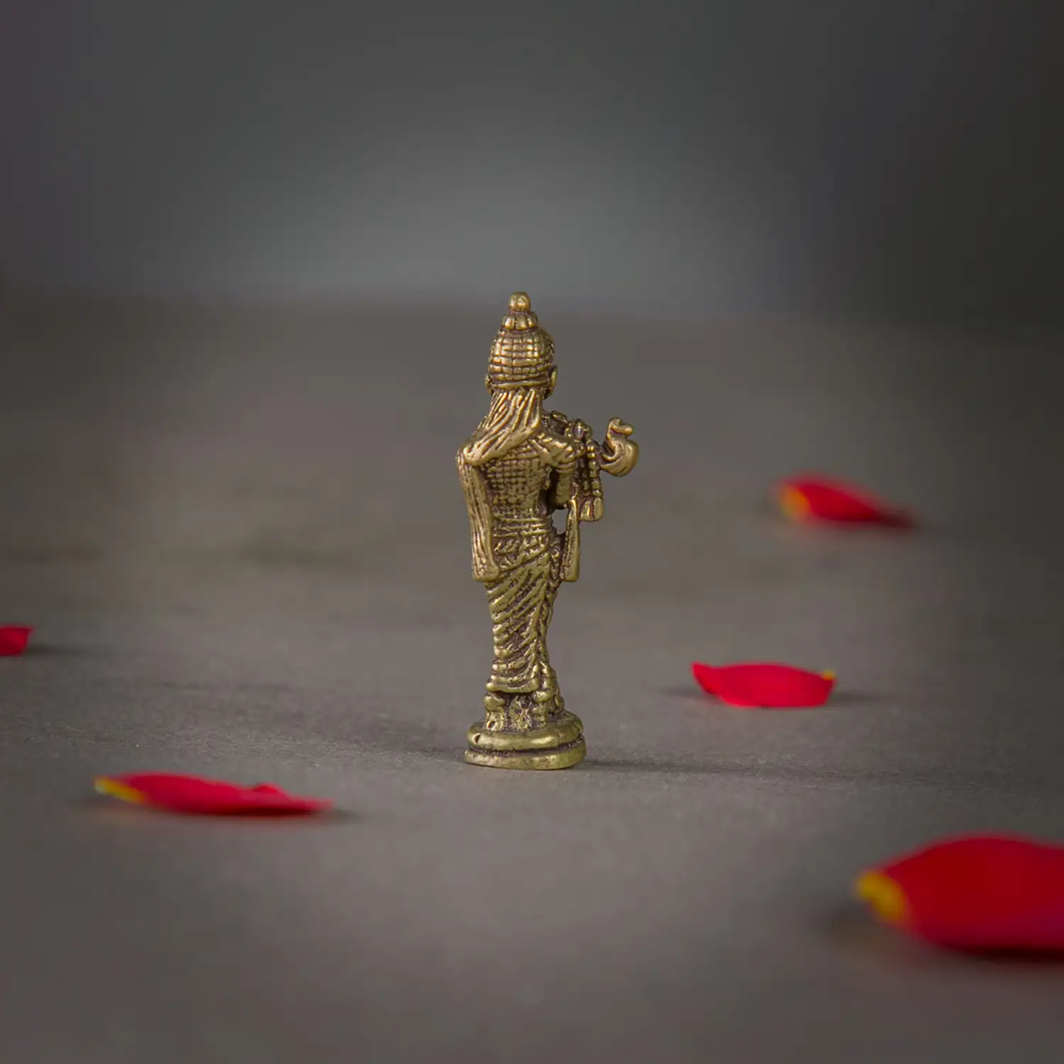 1 inch miniature Brass Krishna cross leg Idol - image 3