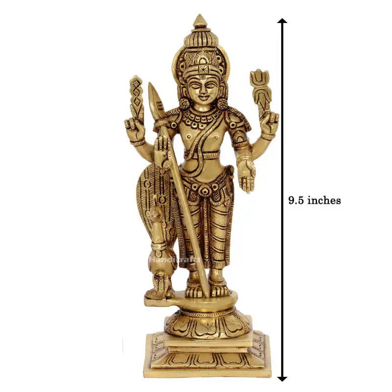 9.5 inches Brass Murugan side Peacock with Vel idol SC - secondary