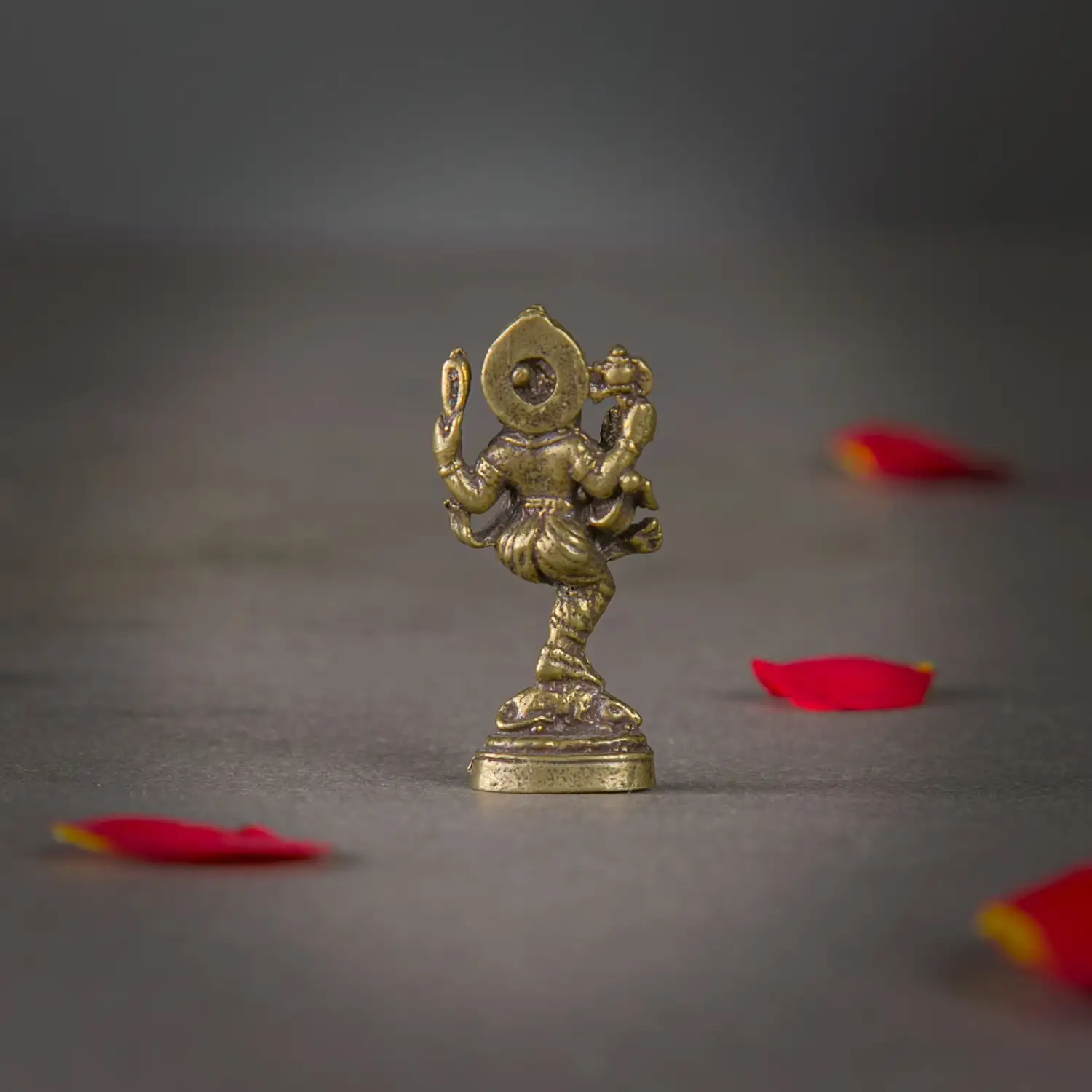 1 inch Mini Brass Standing dancing Leg raise Ganesha idol - image 3