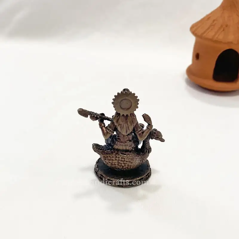 2.3 inches Copper Swan Goddess Saraswathi idol - image 5