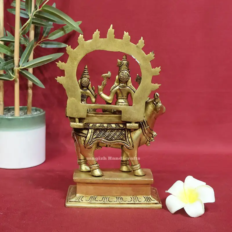 9 inches Brass Shivan Parvathi Nandhi Thiruvachi and Peedam Pradhosha Nayagar - image 3