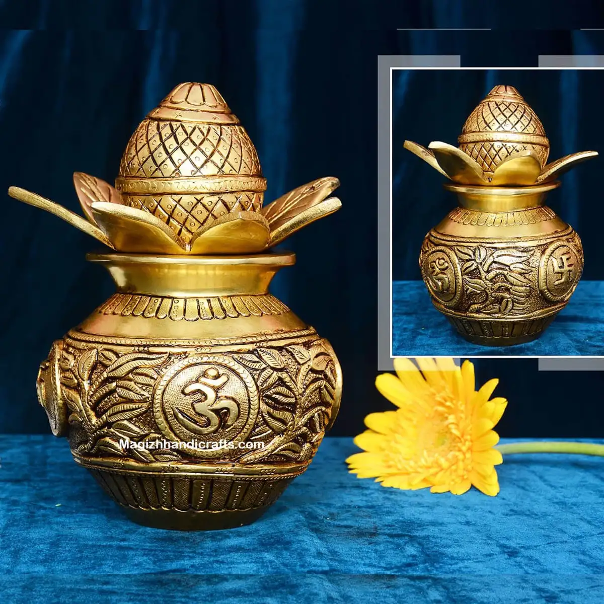 Brass kalasam Open type OM Swasthik