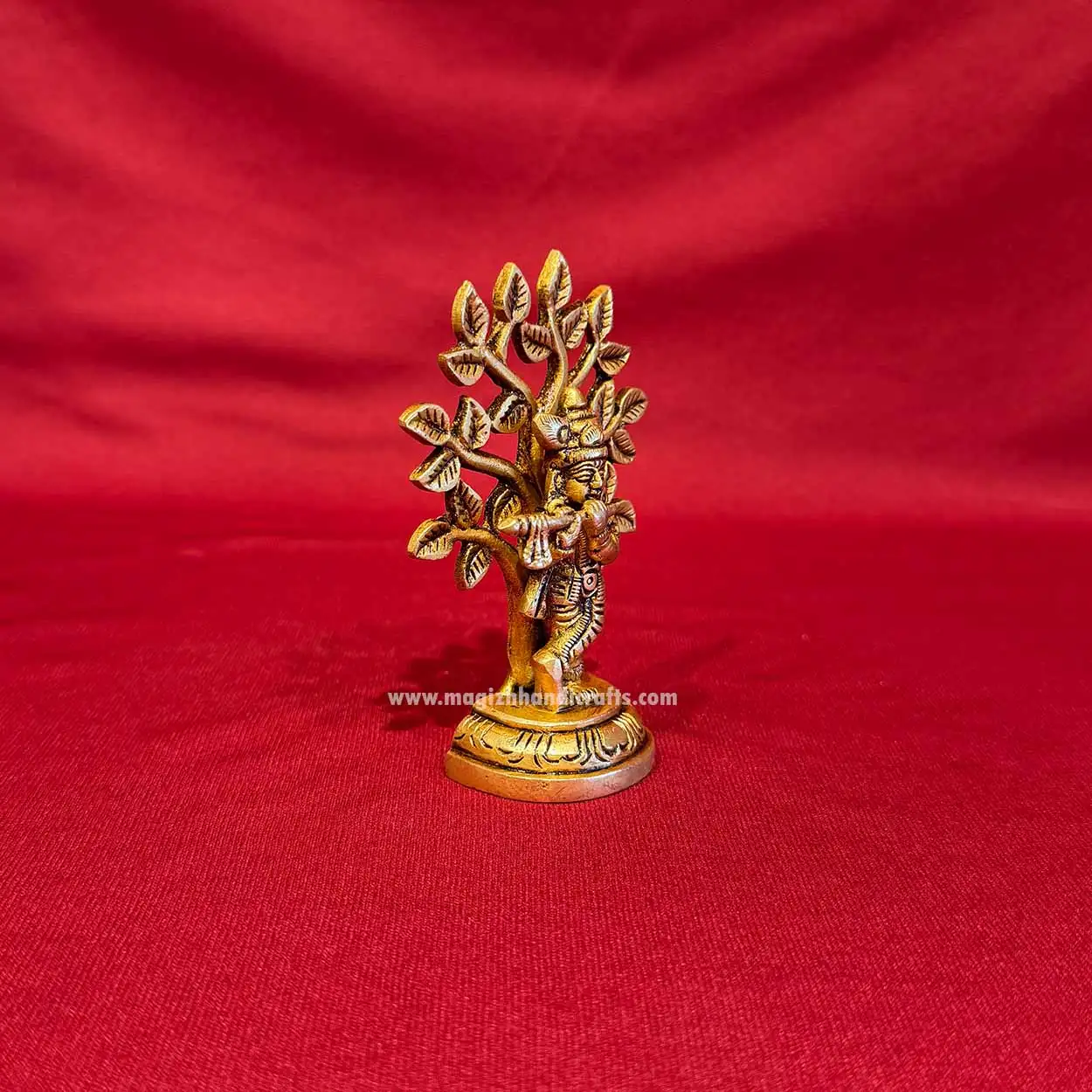 4 inches brass tree Krishna idol - image 2