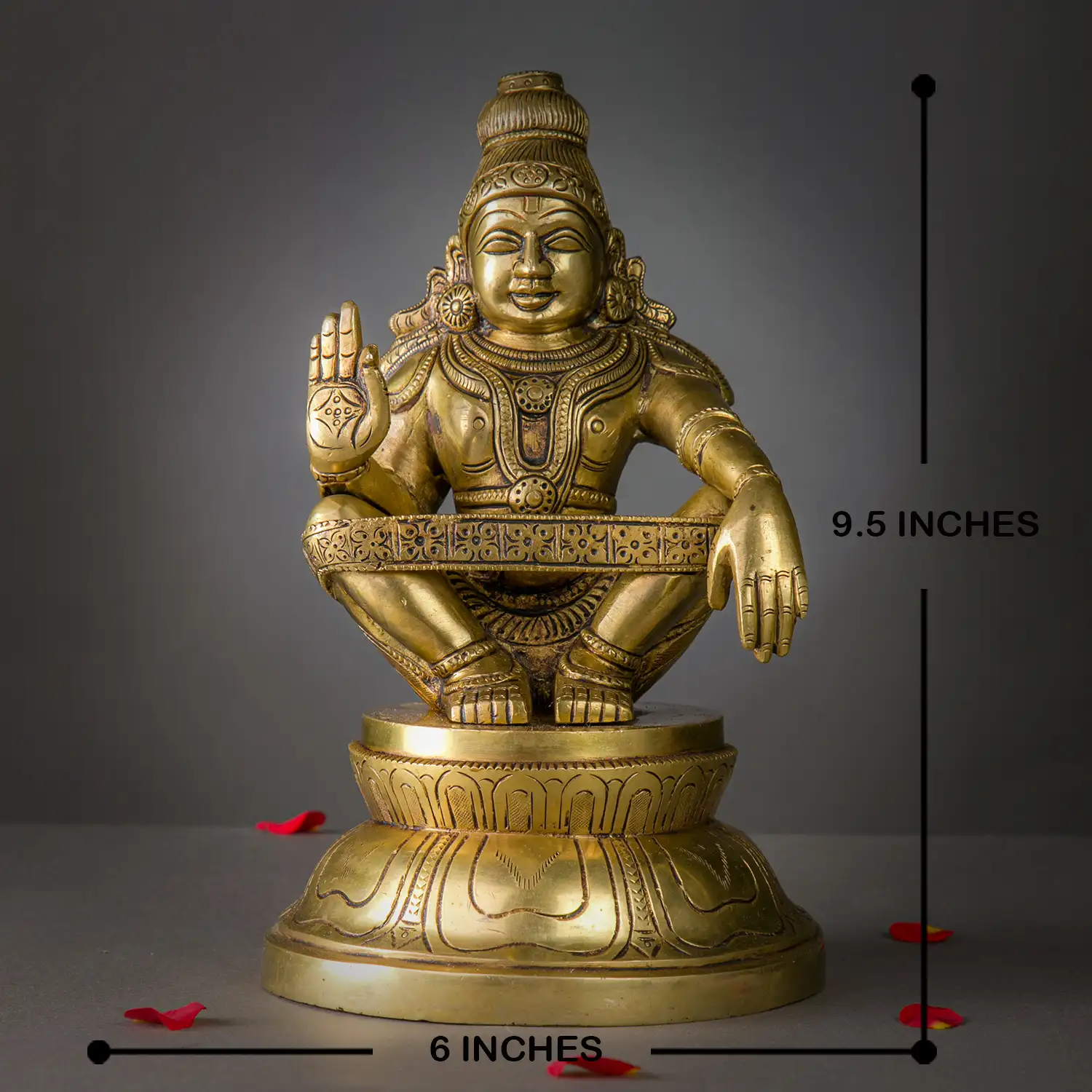 9.5 inches Brass God Ayyappan Statue - image 5