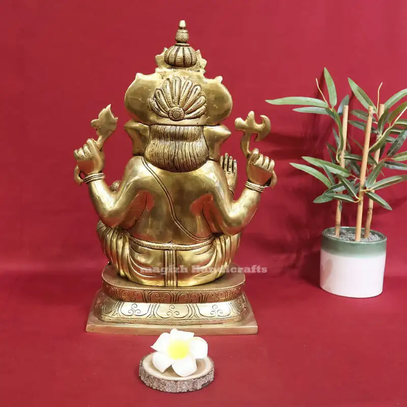 16 inches Brass Lord Ganesha Valampori Vinayagar idol SC - image 3