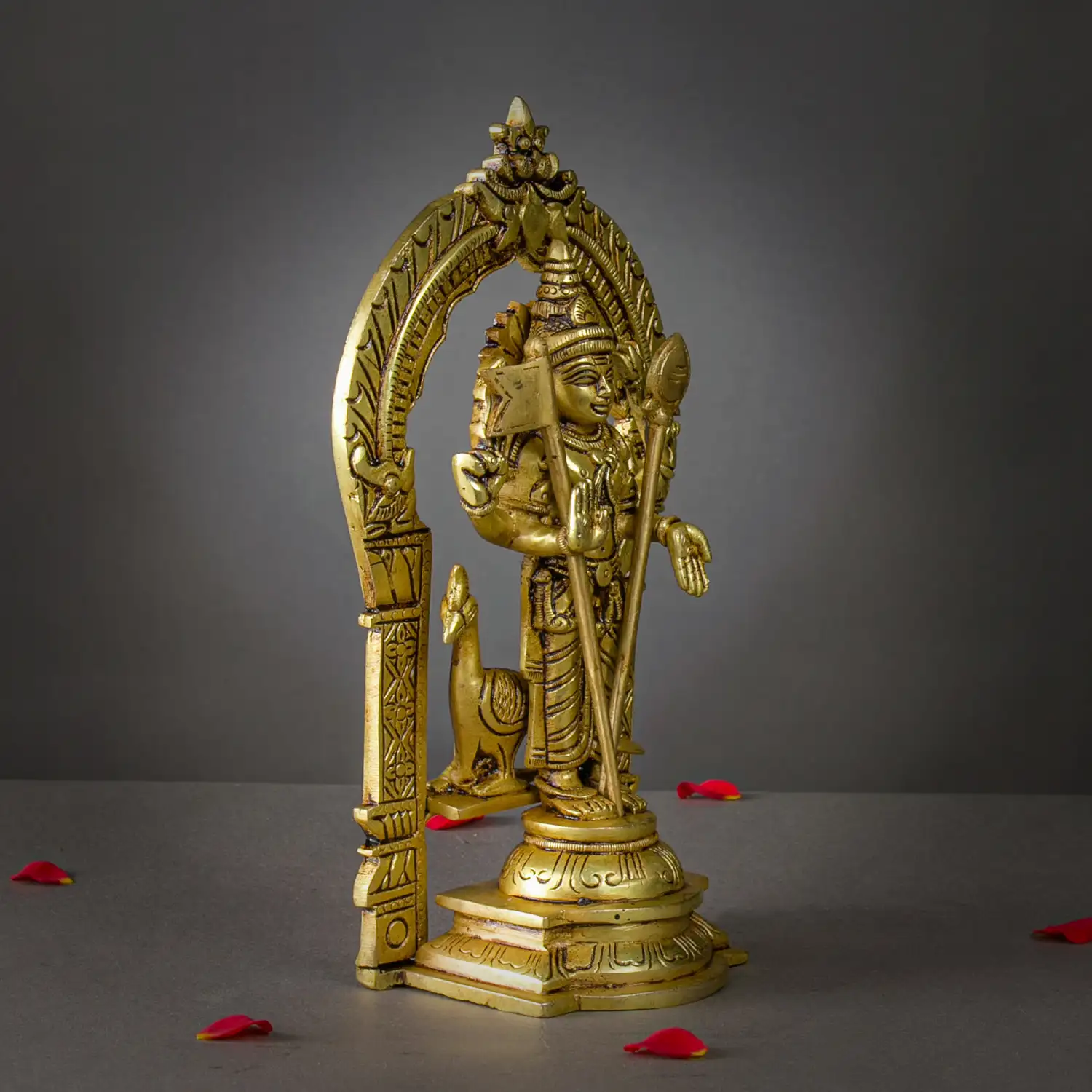 Brass Murugan with Thiruvachi Vel and Kodi idol - 10 inches - secondary