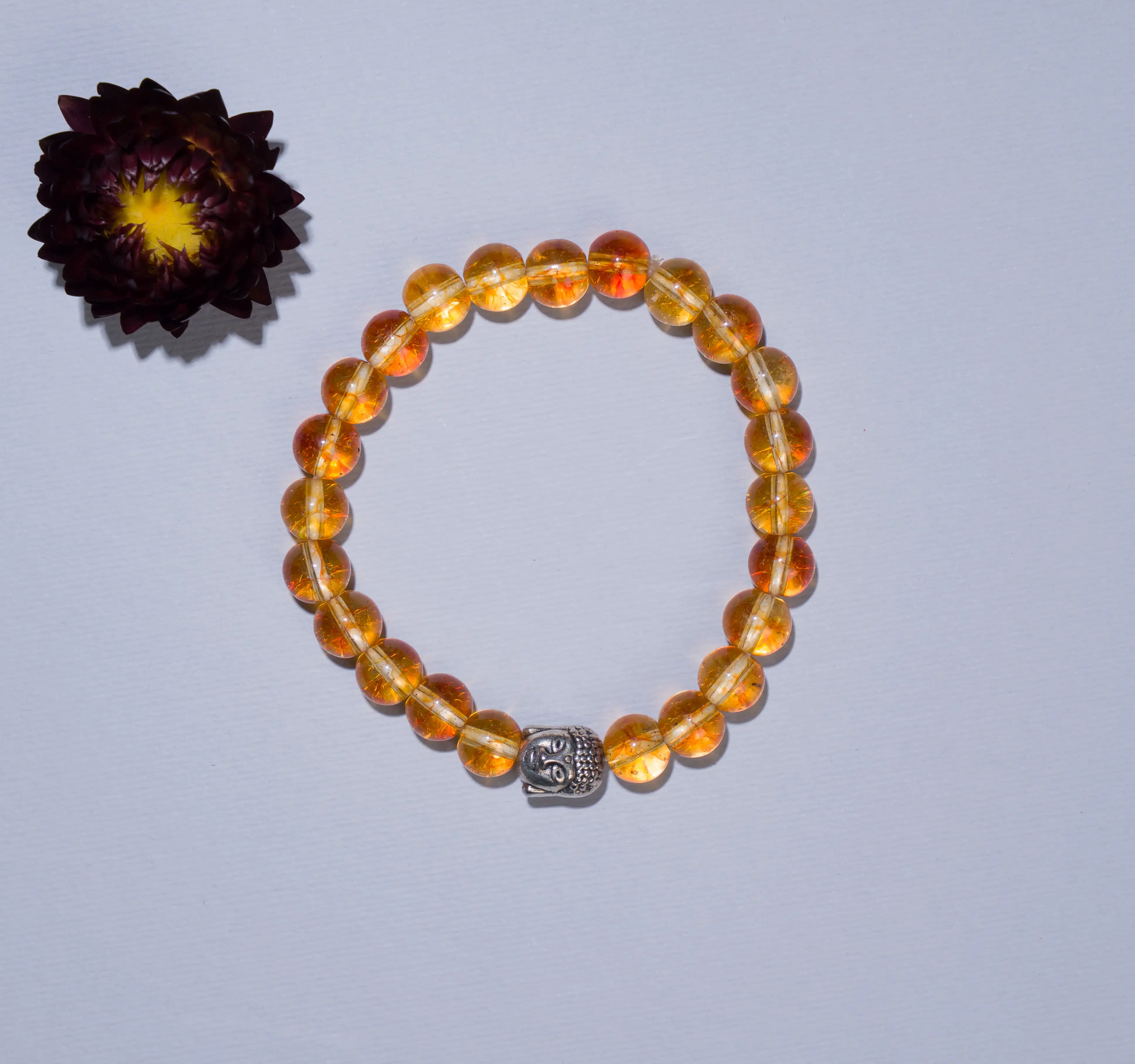 8mm Citrine Crystal bracelet with buddha - secondary