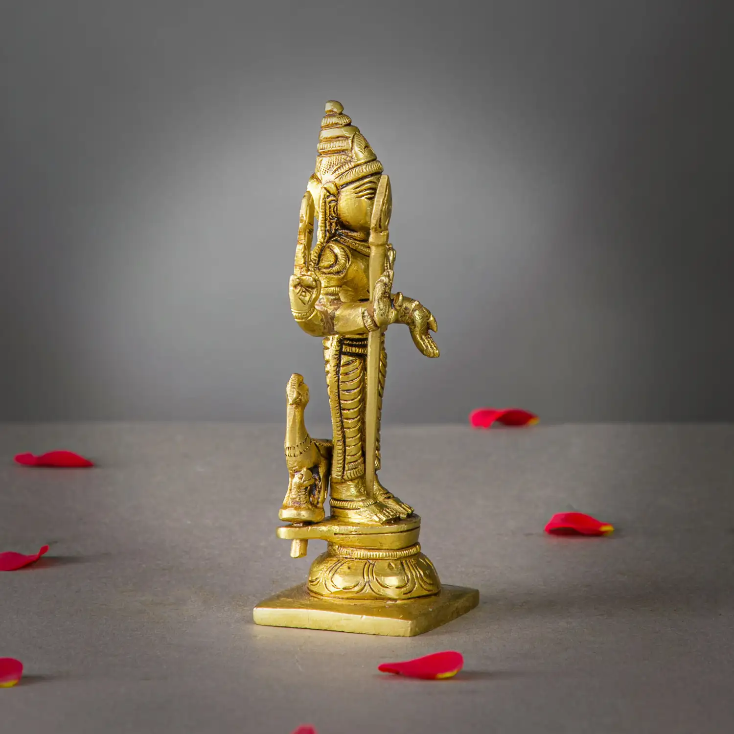 Brass Vel Murugan with Peacock idol 8 inches - secondary