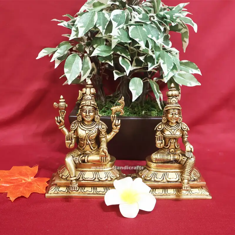 Brass Shiva Parvathi Idol 6 inches