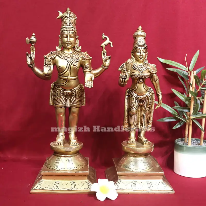 24 inches Brass Standing Lord Shiva Parvathi Idol