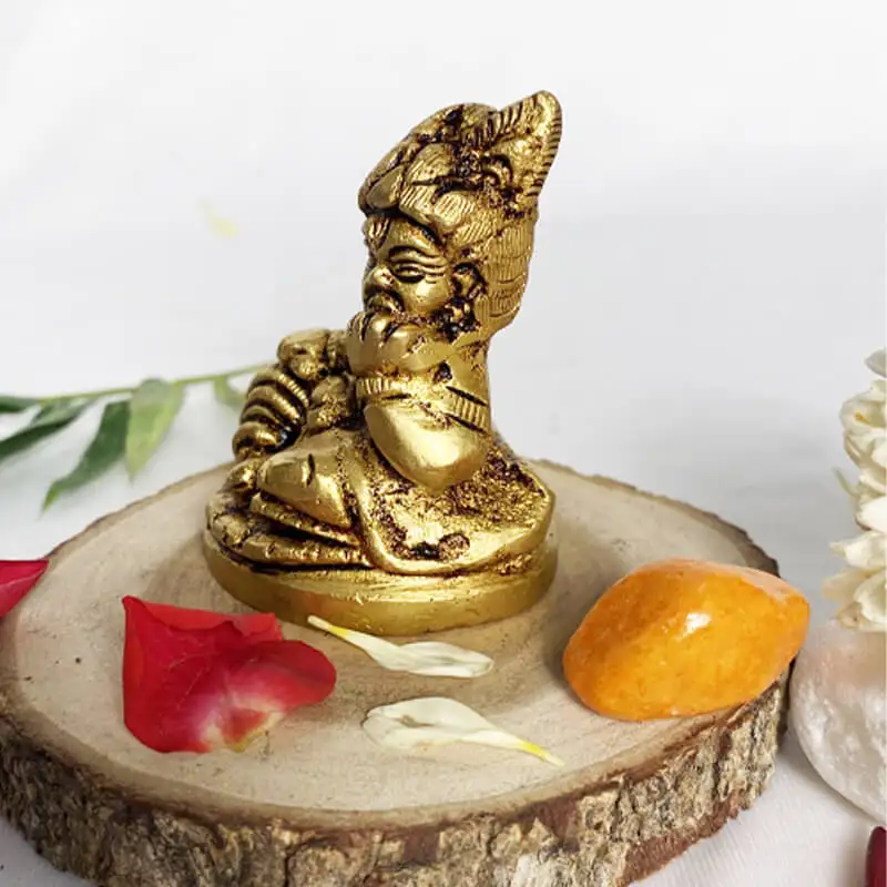 Brass matka small lord krishna idol with pot for pooja room and car dashboard 2 inches - image 5