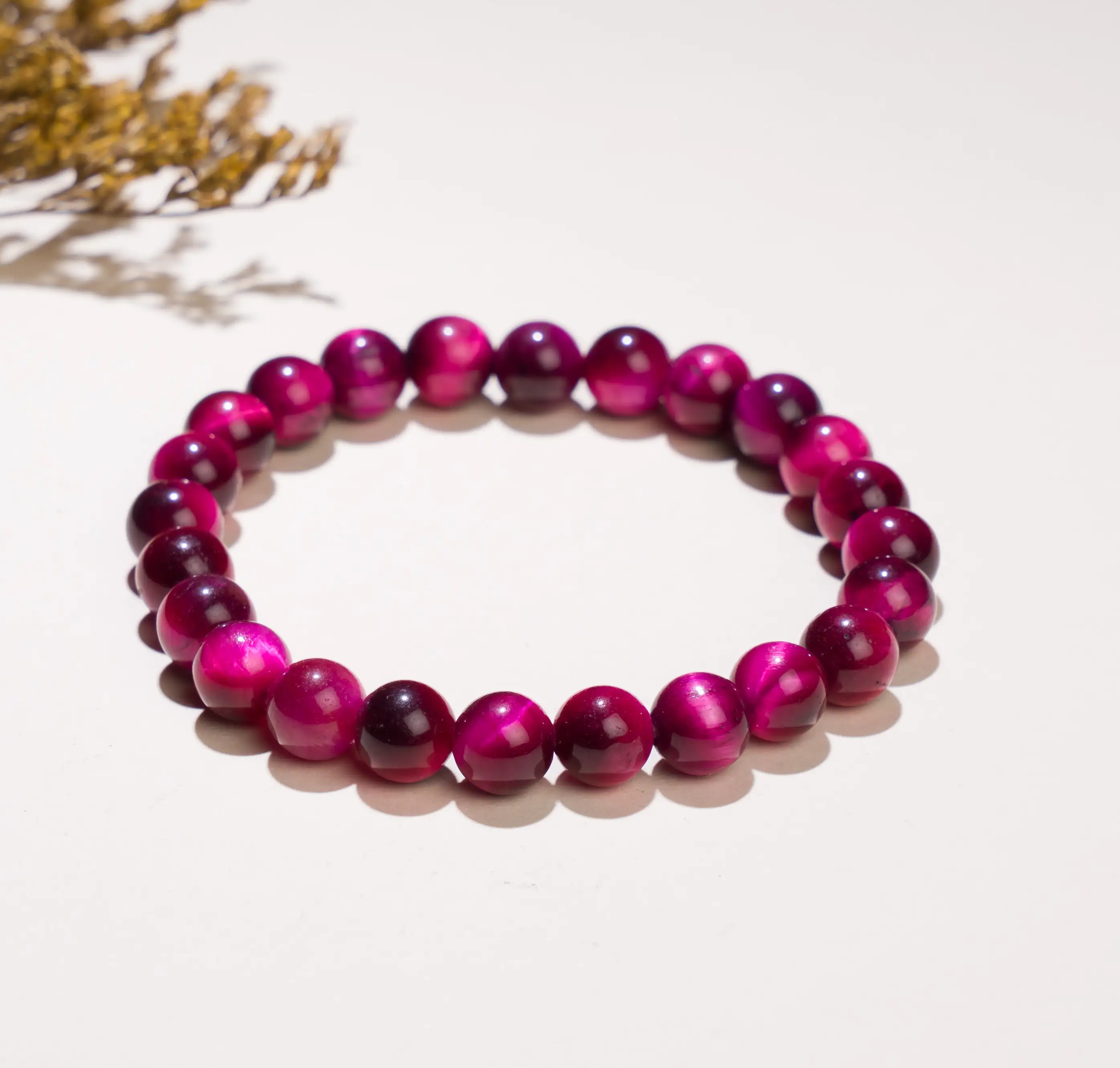 8mm Pink tiger eye Crystal stone Bracelet