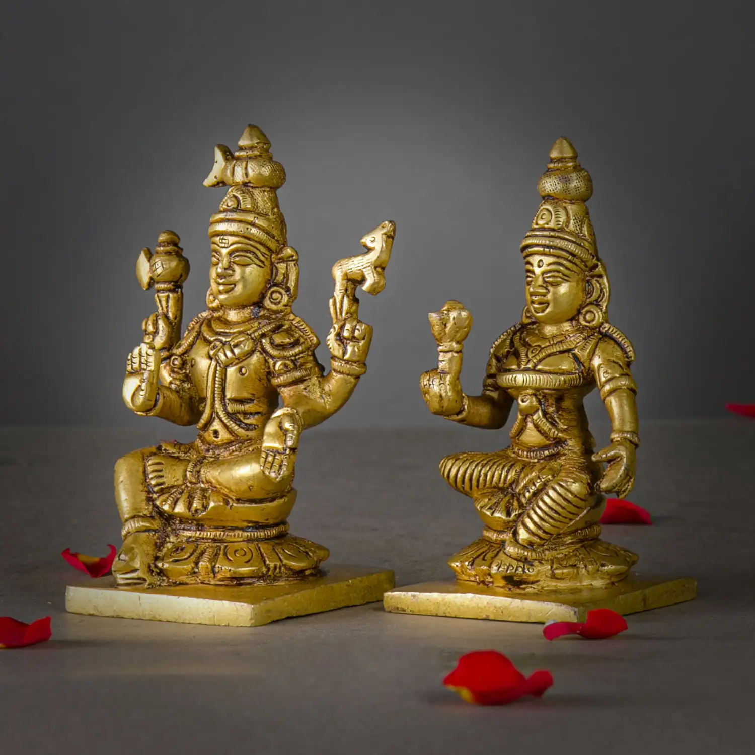4 inches God Shiva and Goddess Parvathi sitting Separate brass idol - image 3