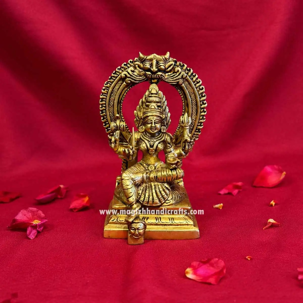 6.5 inches brass Mariamman with Thiruvachi idol - image 1