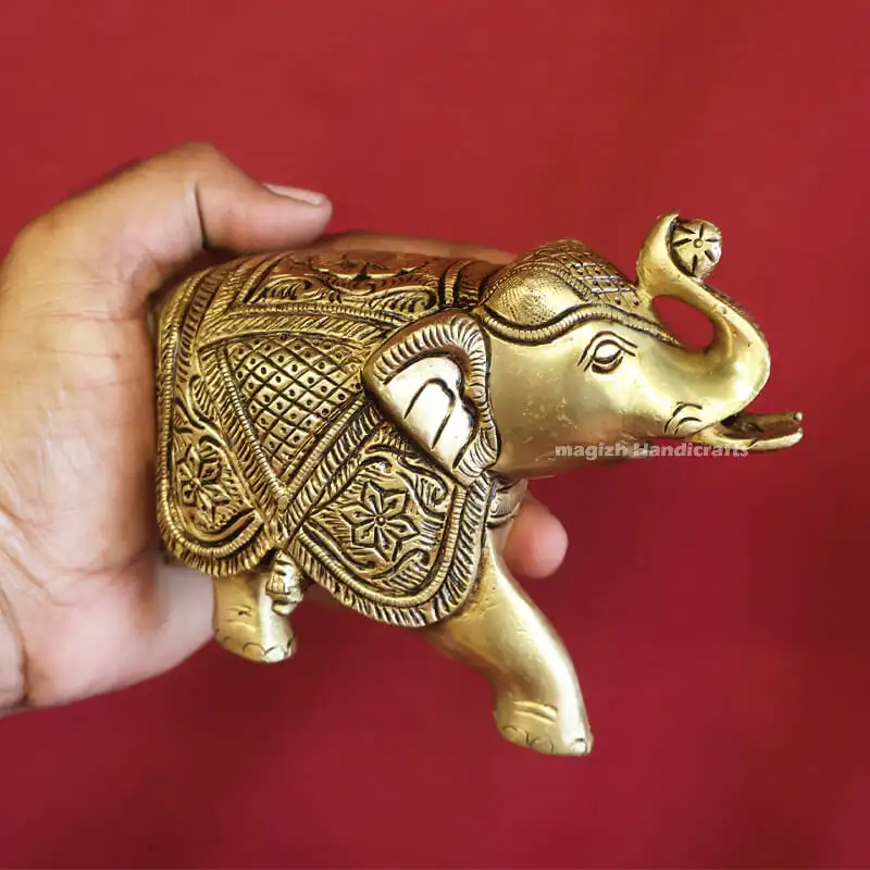 4 inches Brass ashirwad Elephant pair SC - image 3