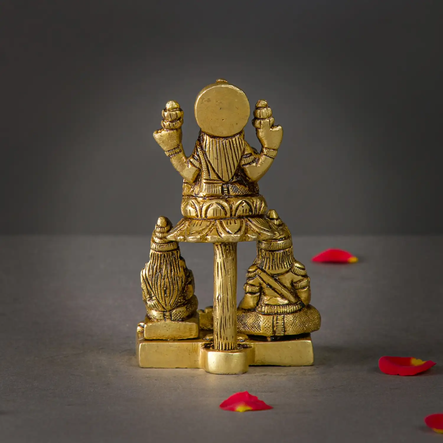 4 inches Brass Kubera Lakshmi and Chithirini Devi Idol - image 5