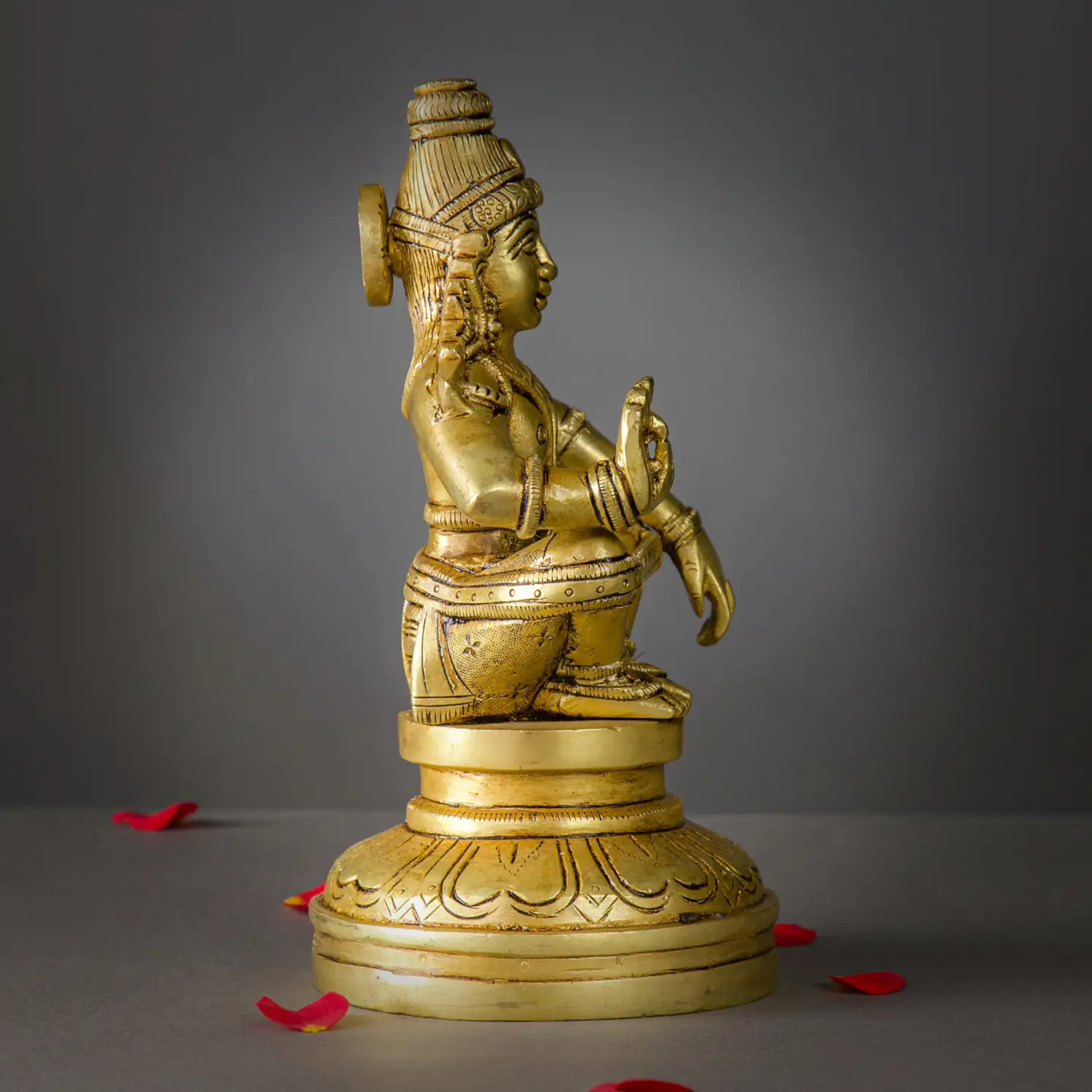 8 inch Brass Ayyappan Swamy Idol - secondary