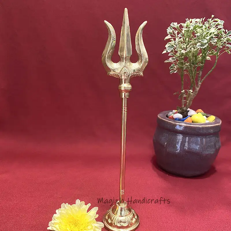 9 inches Brass Trisoolam with base - secondary