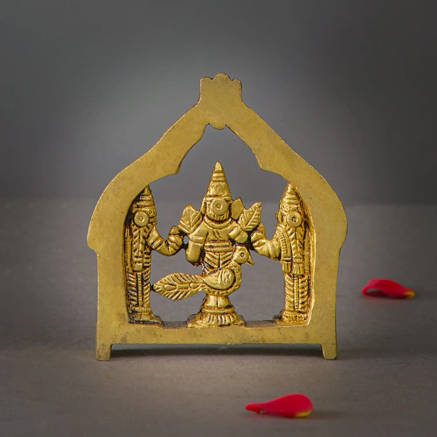3.5 inches Brass Murugan Valli Deivanai frame idol - image 4