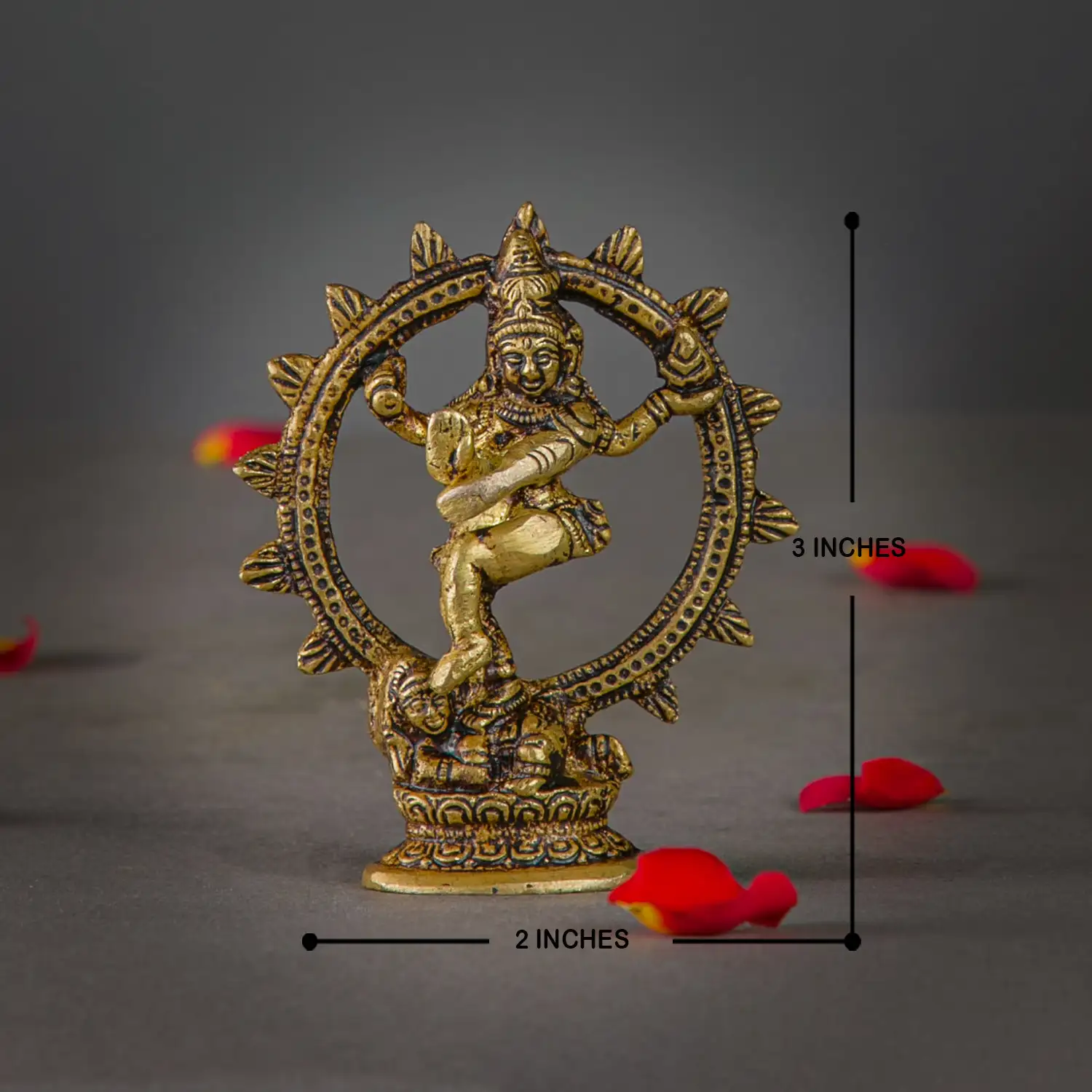 3 inches mini Brass Lord Shiva Natraja with agni idol - image 5