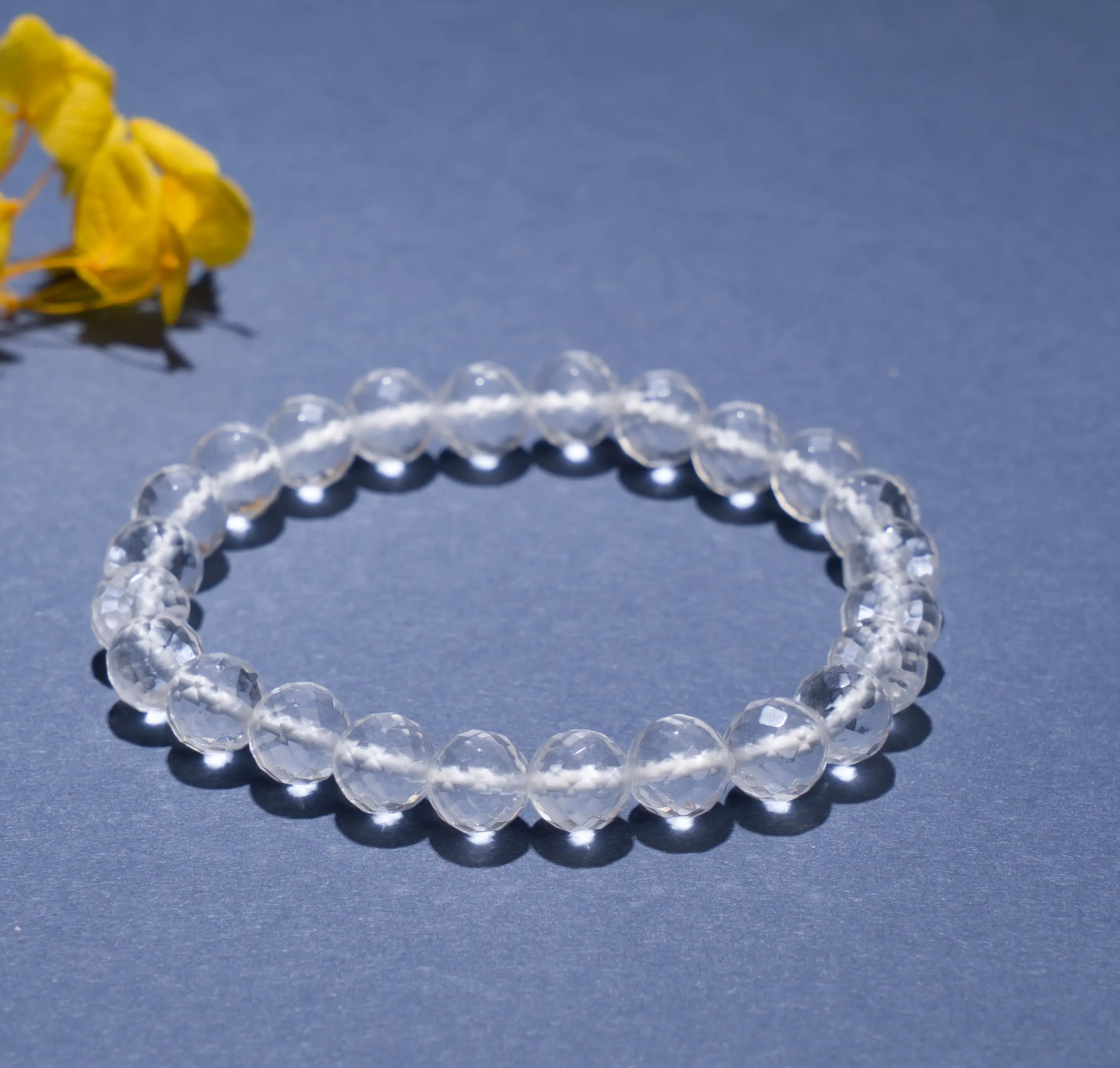 8mm Diamond cut Clear crystal Bracelet