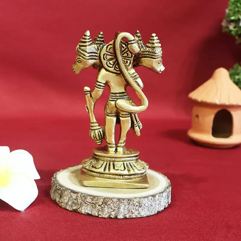 4 inches Brass Panchamuga Hanuman standing idol - image 3