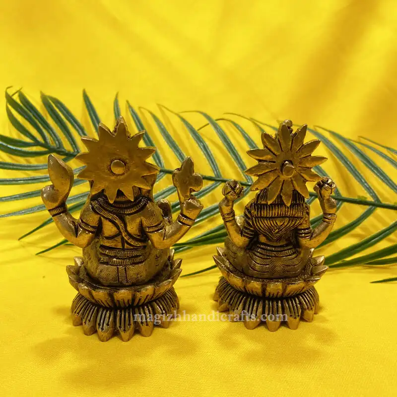 4 inches Lotus Ganesha and Lakshmi - SC - image 3