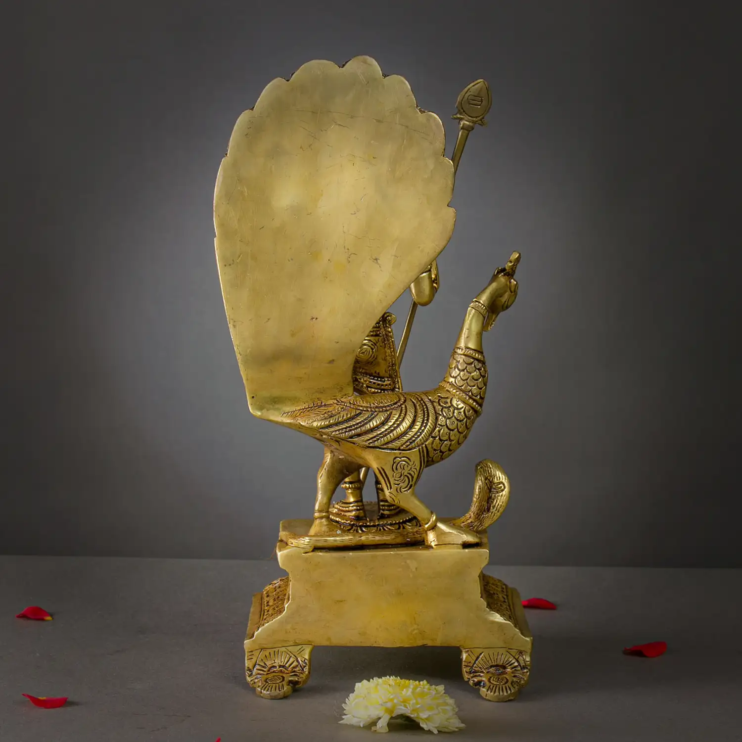 12 inches Brass Murugan Back peacock SQ Base SC - image 4