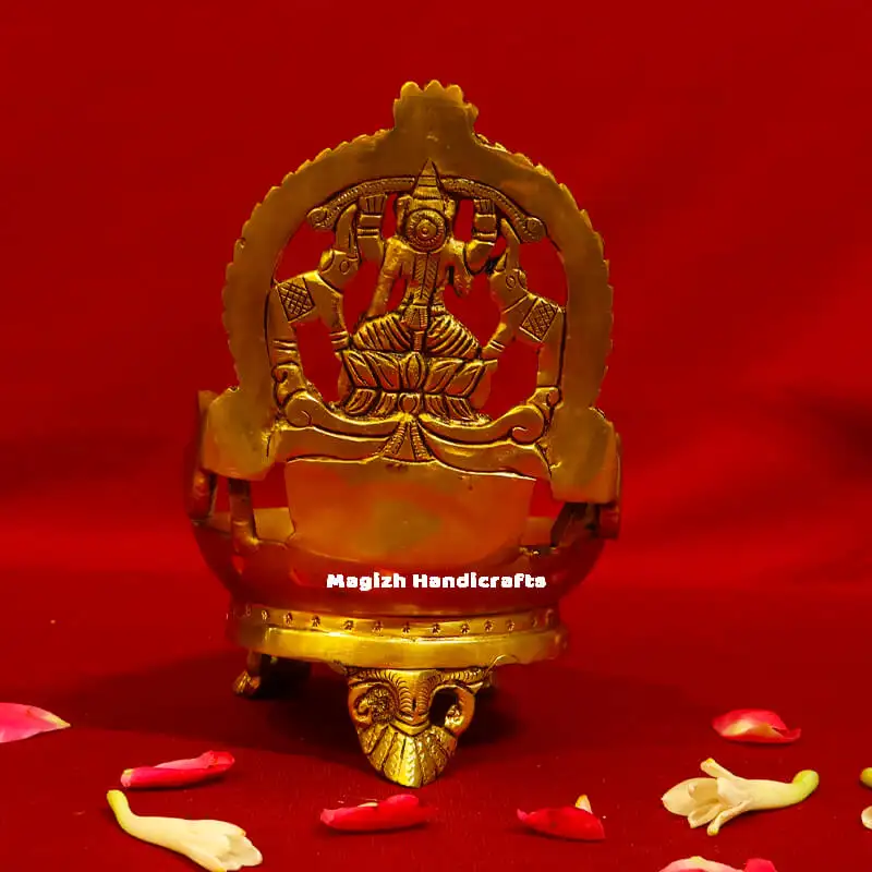 Brass Gaja Lakshmi Lamp 6.5 inches - image 3