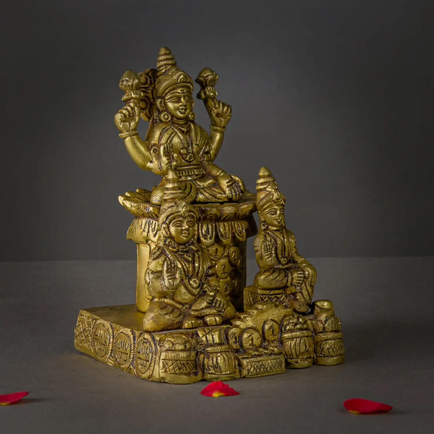 Brass Lakshmi Kuber and Goddess Chithirini Idol – 6 Inches - secondary