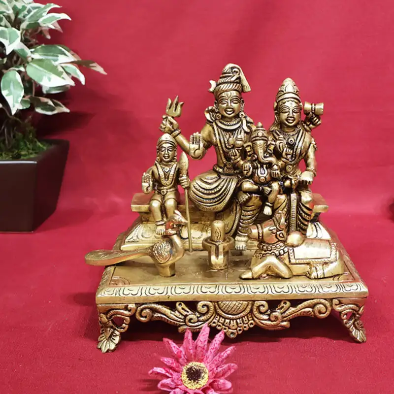 7 inches Brass Lord Shiva family set statue SC
